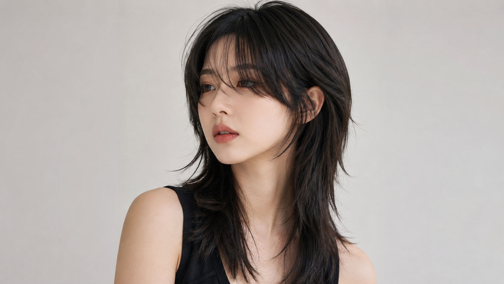 Wolf Cut with Side-Swept Bangs Asymmetrical